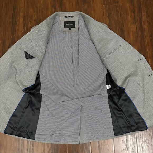 BANANA REPUBLIC Blazer Mens 40R Gray Herringbone Tailored Fit Preppy Business - Picture 5 of 12